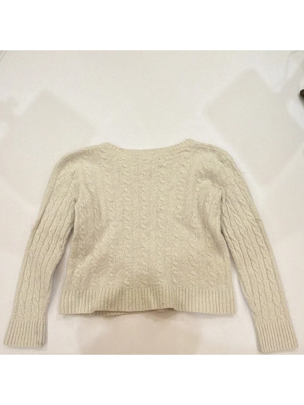 Polo Ralph Lauren Girls Ivory Cable-Knit Cotton Crewneck Sweater 16